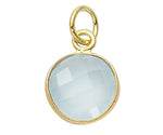 Gold Plated over Silver Bezelled Pendant Sea Green Chalcedony Round 11mm