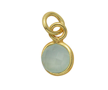 Gold Plated over Silver Bezelled Pendant Sea Green Chalcedony Round 6mm - PACK OF 4