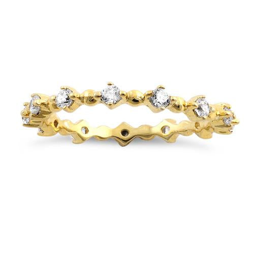 Gold Plated Sterling Silver Eternity Thin CZ Ring
