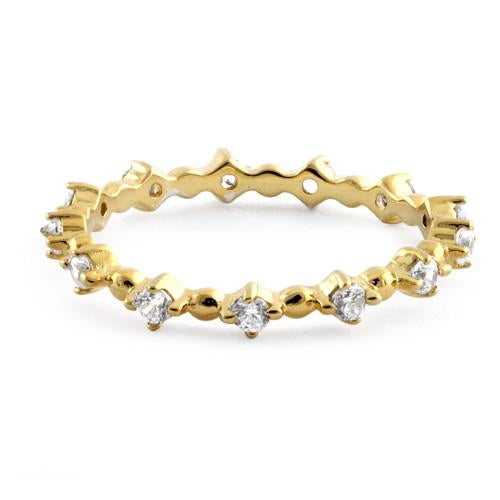 Gold Plated Sterling Silver Eternity Thin CZ Ring