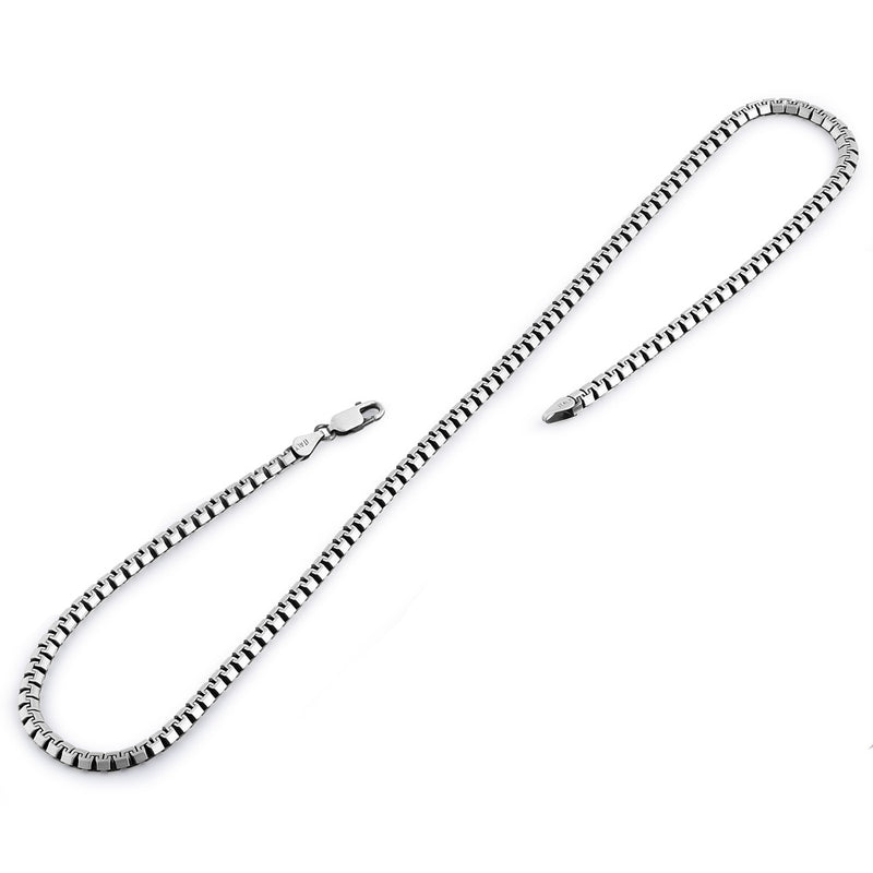 Gun Metal  24" Zipper Box Chain Necklace 3.0mm