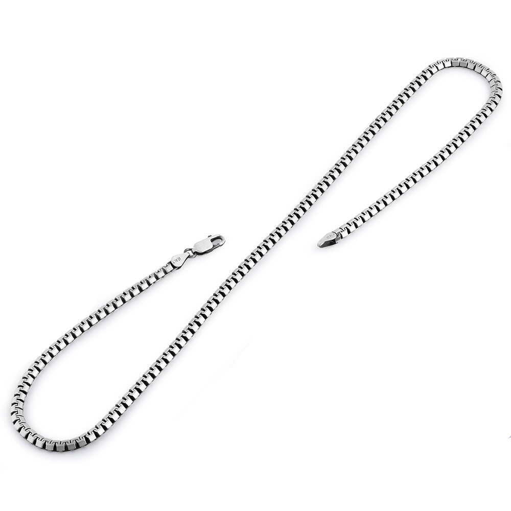 Gun Metal 9 Zipper Box Chain Necklace 3.0mm for Sale | Affordable