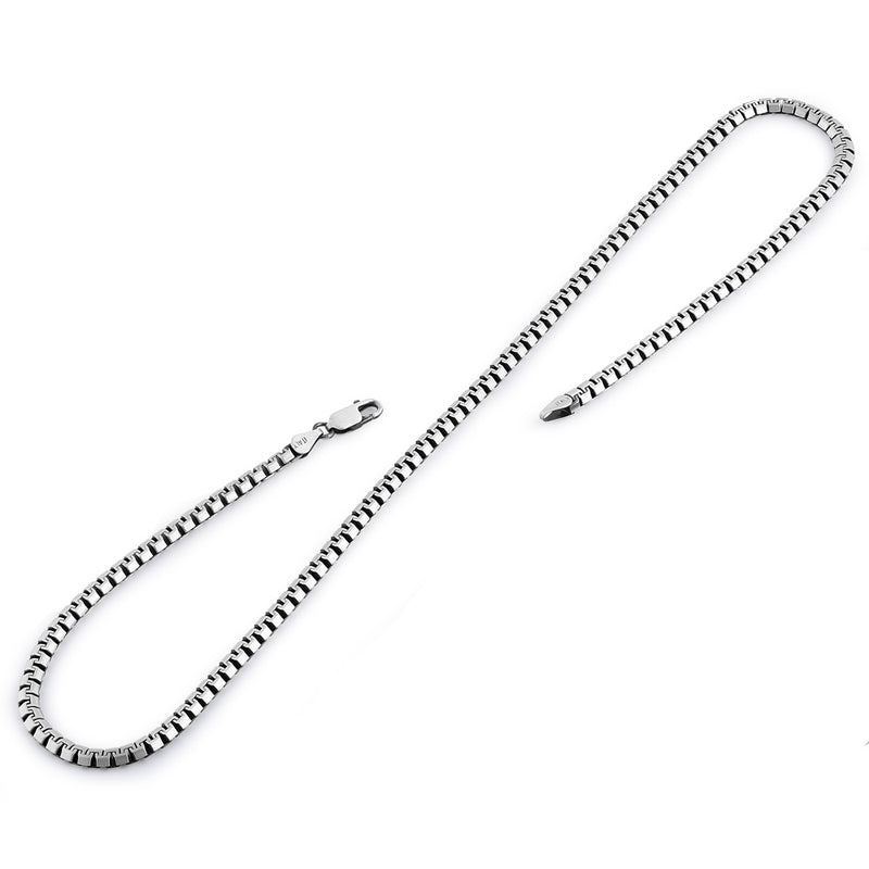 Gun Metal  20" Zipper Box Chain Necklace 3.0mm