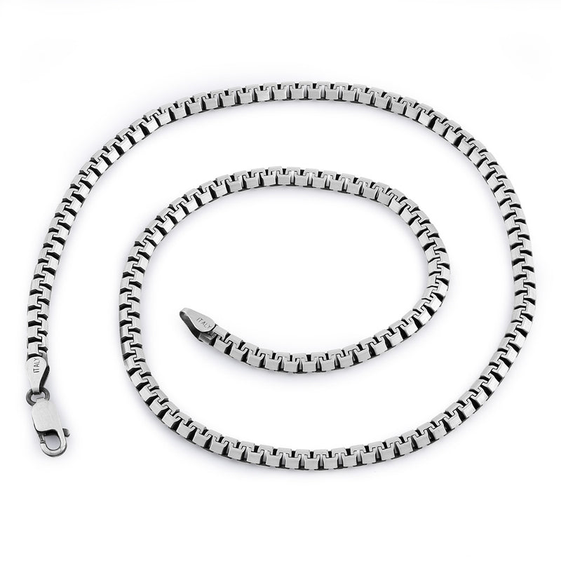 Gun Metal  22" Zipper Box Chain Necklace 3.0mm
