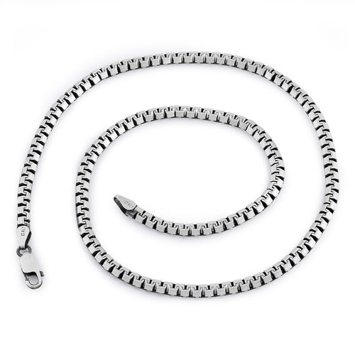 Gun Metal  20" Zipper Box Chain Necklace 3.0mm