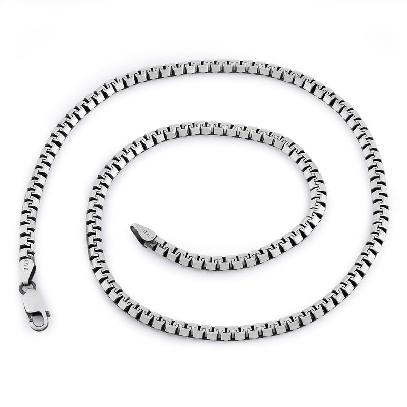 Gun Metal  20" Zipper Box Chain Necklace 3.0mm