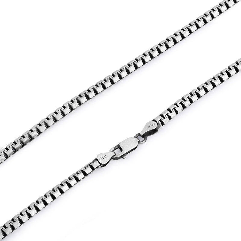 Gun Metal  20" Zipper Box Chain Necklace 3.0mm