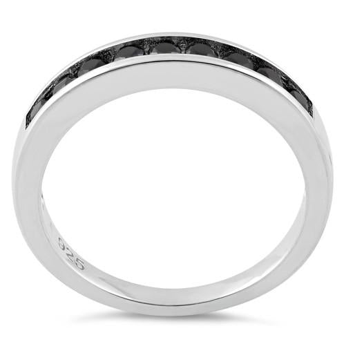 Sterling Silver Black CZ Band Ring