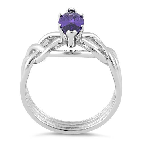 Sterling Silver Celtic Amethyst Marquise CZ Ring