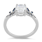 Sterling Silver Double Butterfly Oval CZ Ring