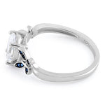 Sterling Silver Double Butterfly Oval CZ Ring