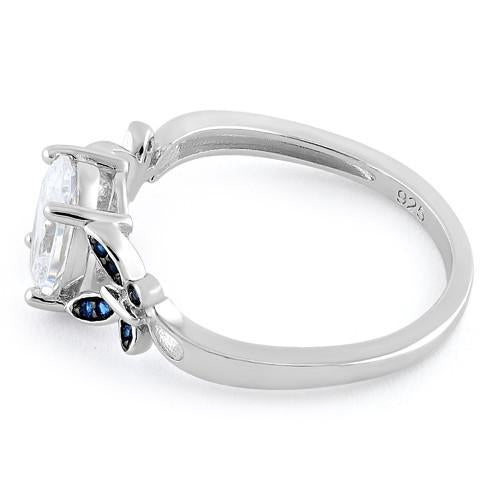 Sterling Silver Double Butterfly Oval CZ Ring