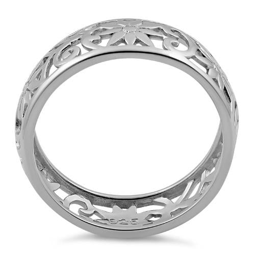 Sterling Silver Flower Band Ring