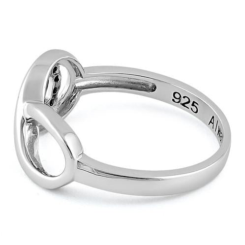 Sterling Silver Infinity Blue Spinel Heart "Always & Forever" Engraved CZ Ring