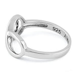 Sterling Silver Infinity Emerald Heart "Always & Forever" Engraved CZ Ring