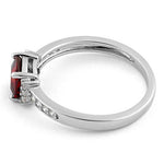 Sterling Silver Cushion Dark Garnet CZ Ring