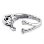 Sterling Silver Dog Black CZ Ring