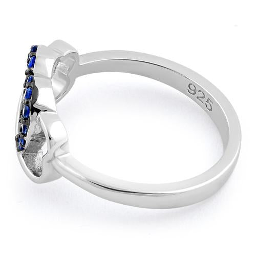 Sterling Silver Infinity Heart Blue Spinel CZ Ring