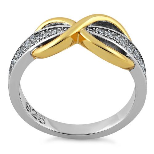 Sterling Silver Infinity Pave Two-Tone Clear CZ Ring