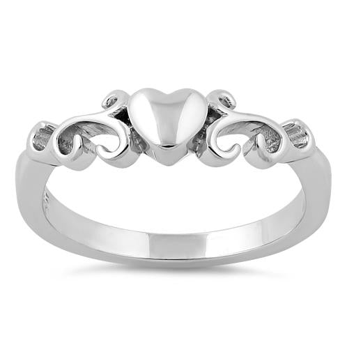 Sterling Silver Heart Swirls Ring