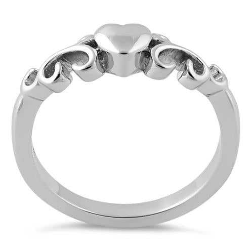 Sterling Silver Heart Swirls Ring