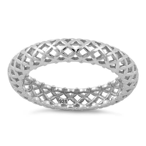 Sterling Silver High Polish Cross Pattern Eternity Ring