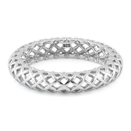 Sterling Silver High Polish Cross Pattern Eternity Ring