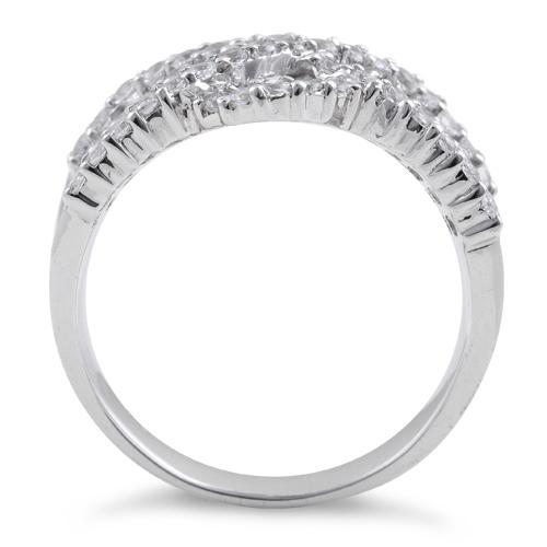 Sterling Silver Elegant Wave Pattern Clear CZ Ring