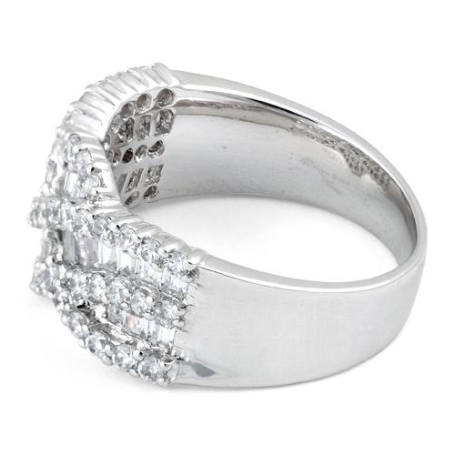 Sterling Silver Elegant Wave Pattern Clear CZ Ring