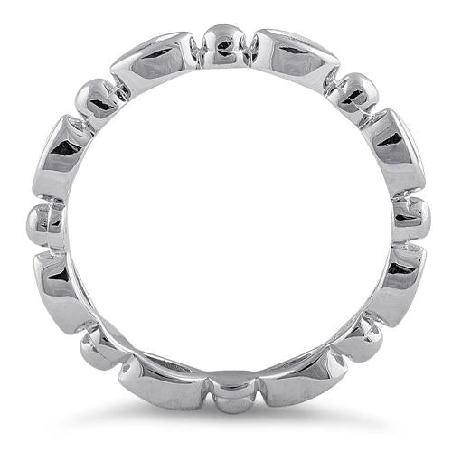 Sterling Silver Oval & Bead Band