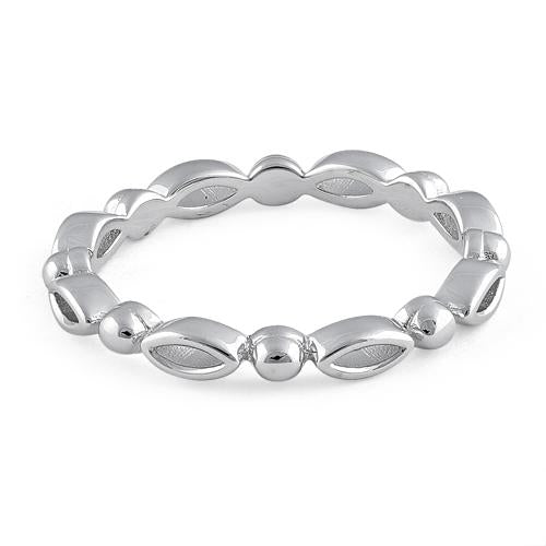 Sterling Silver Oval & Bead Band