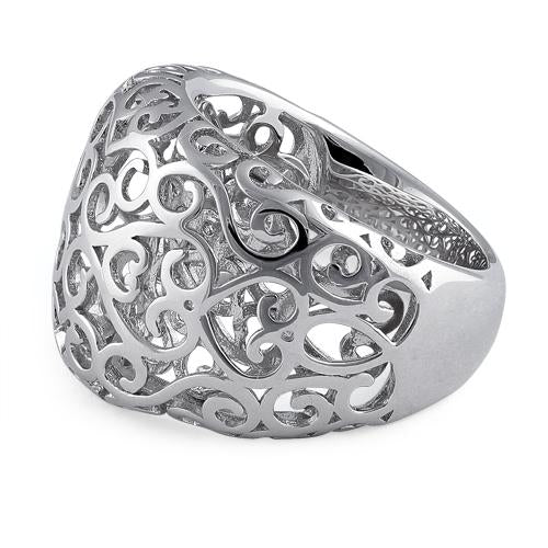 Sterling Silver Resilient Curvey Hearts Ring