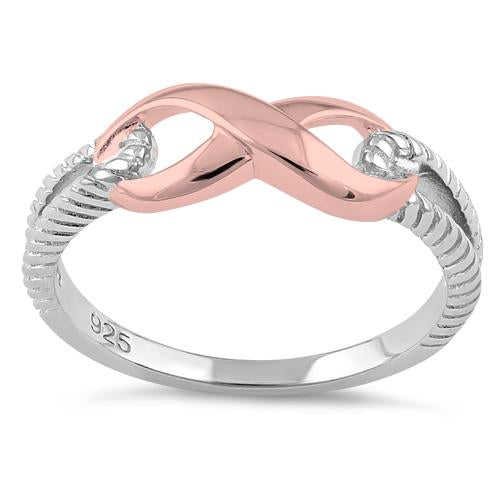Sterling Silver Two Tone Rose Gold Plated Infinity Ring