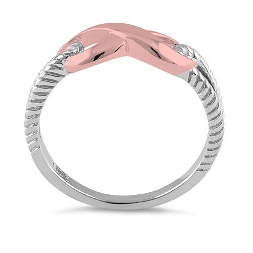 Sterling Silver Two Tone Rose Gold Plated Infinity Ring