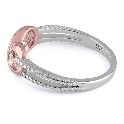 Sterling Silver Two Tone Rose Gold Plated Infinity Ring