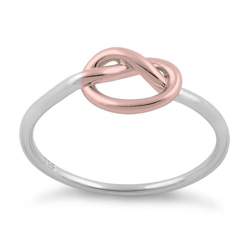 Sterling Silver Two Tone Rose Gold Plated Knot Ring