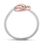 Sterling Silver Two Tone Rose Gold Plated Knot Ring