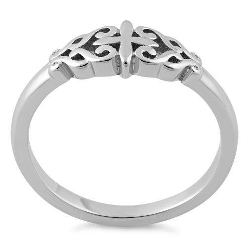 Sterling Silver Vines Cross Ring