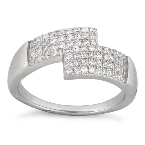 Sterling Silver Abstract Pave CZ Ring