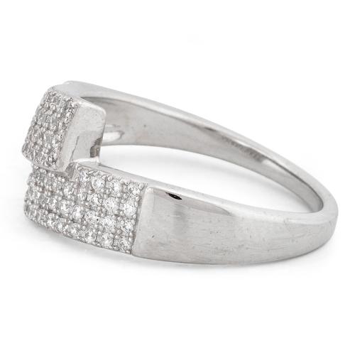 Sterling Silver Abstract Pave CZ Ring