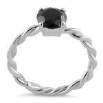 Sterling Silver Black Twisted Band CZ Ring