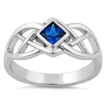 Sterling Silver Blue Spinel CZ Celtic Ring
