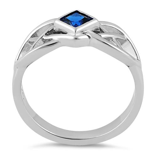 Sterling Silver Blue Spinel CZ Celtic Ring