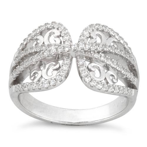 Sterling Silver Butterfly Wings Pave CZ Ring