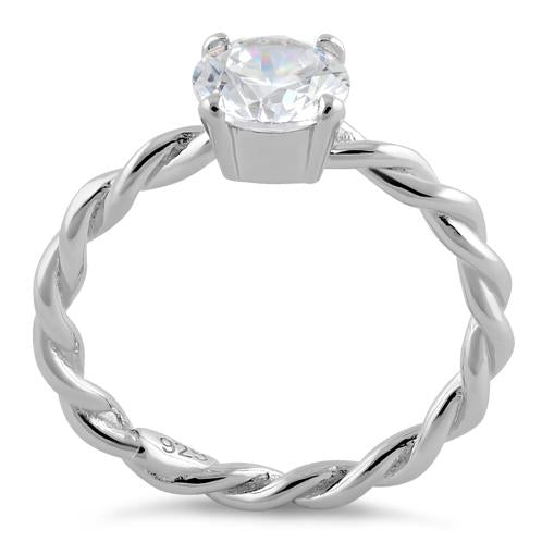 Sterling Silver Clear Twisted Band CZ Ring