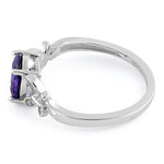 Sterling Silver Butterfly Purple CZ Ring
