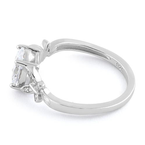 Sterling Silver Double Butterfly Clear Center Stone CZ Ring