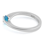 Sterling Silver Double Round Aqua Blue CZ Ring