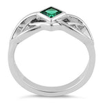 Sterling Silver Emerald CZ Celtic Ring