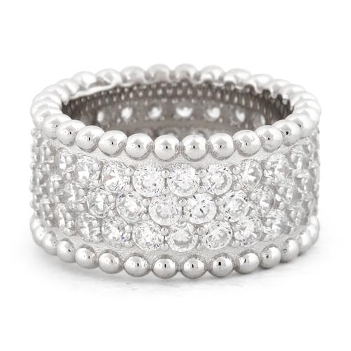 Sterling Silver Eternity Beads Pave CZ Ring